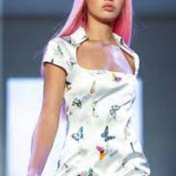 NWT Kim Shui White Butterfly Silk Mini Dress - Picture 5 of 10